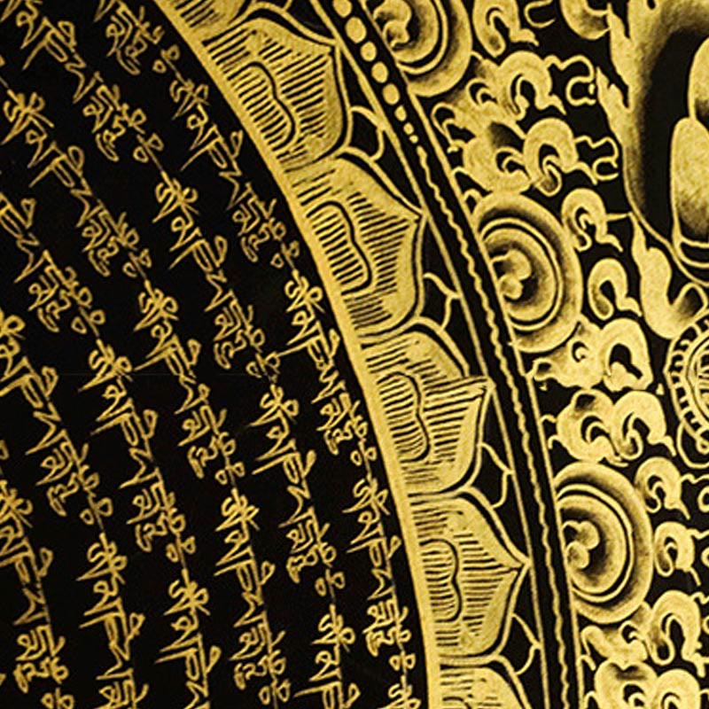 Décoration murale en tissu peint à la main Thangka tibétain de 29,5 pouces