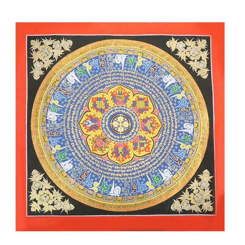 Décoration murale en tissu peint à la main Thangka tibétain de 29,5 pouces