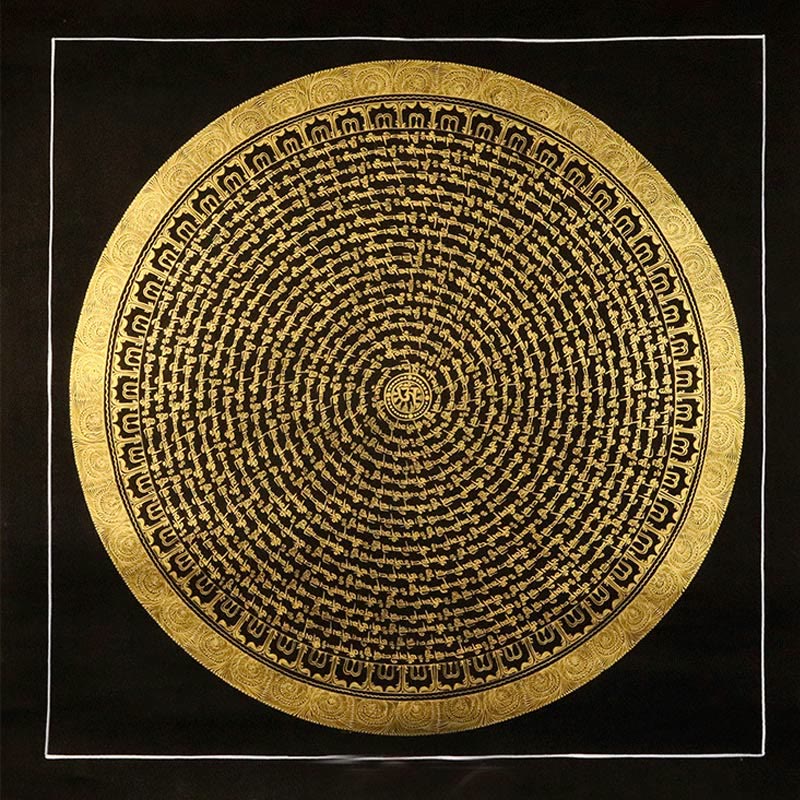 Décoration murale en tissu peint à la main Thangka tibétain de 29,5 pouces