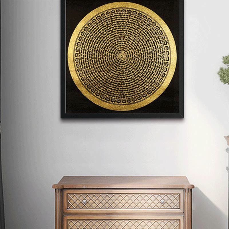 Décoration murale en tissu peint à la main Thangka tibétain de 29,5 pouces