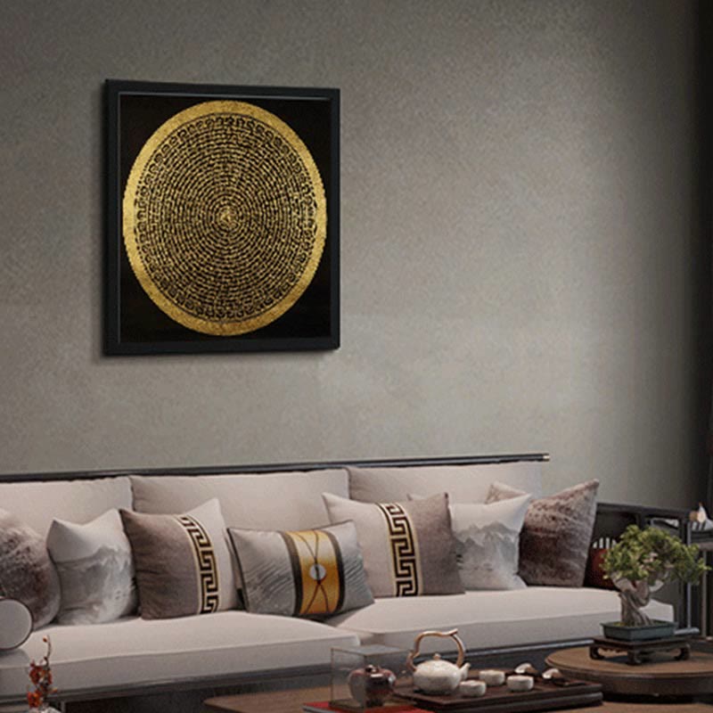 Décoration murale en tissu peint à la main Thangka tibétain de 29,5 pouces