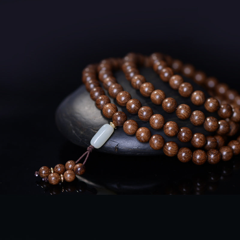 8mm Rosewood Jade Calm Mala Bracelet for Prosperity