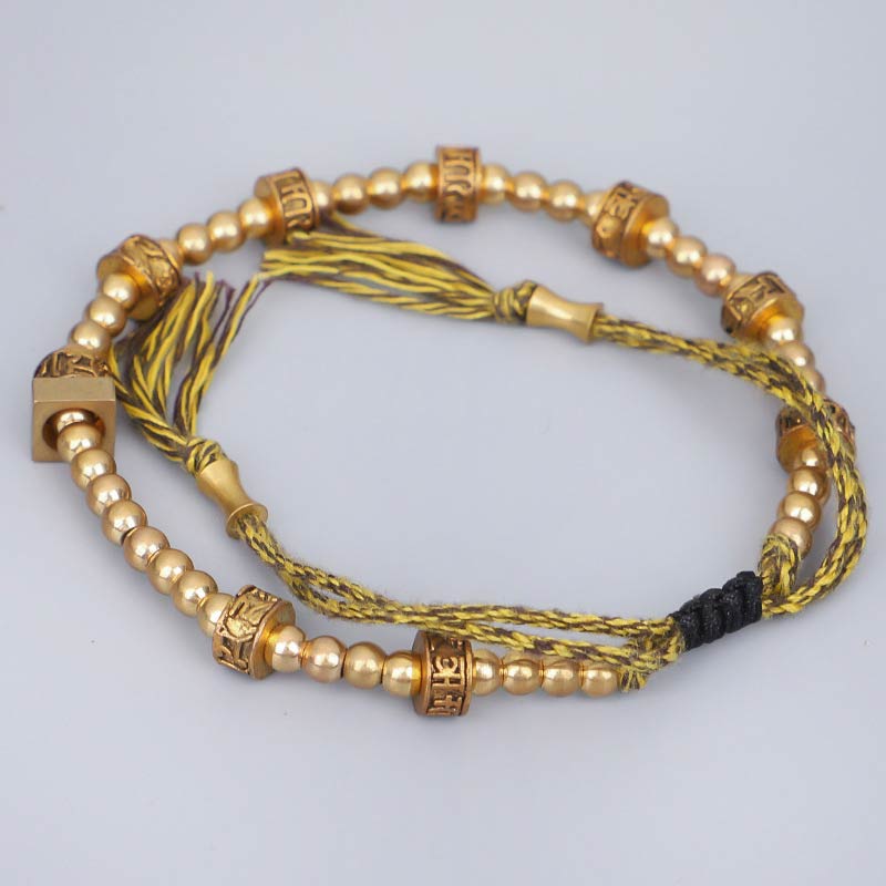 Om Mani Padme Hum Gold Mantra Bracelet for Protection