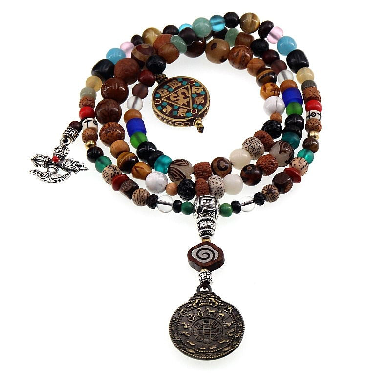 108 Beads Bodhi Seed & Bagua Harmony Bracelet for Balance