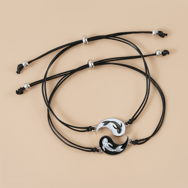 Unisex Yin Yang Hematite Couple Bracelets for Balance & Focus