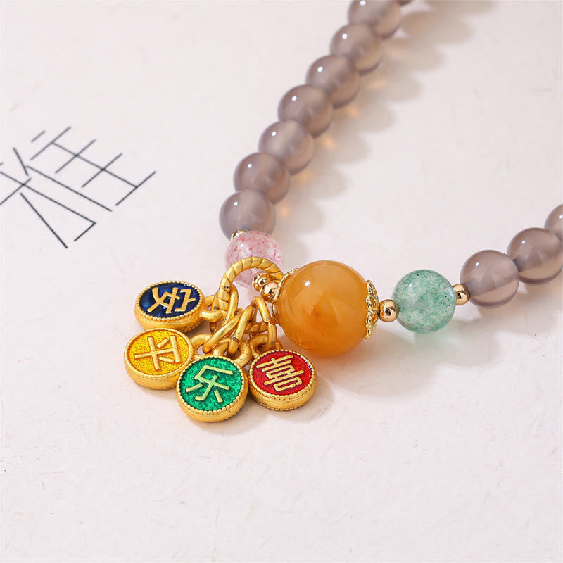 6mm Gray Agate Double Wrap Bracelet for Peace & Joy