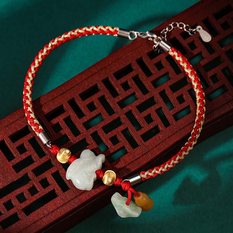 19.5cm Chinese Zodiac Jade Red String Bracelet Anklet