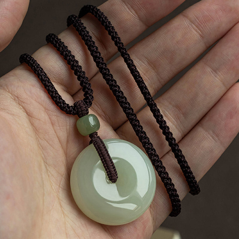 Natural Round Jade Necklace for Prosperity and Luck