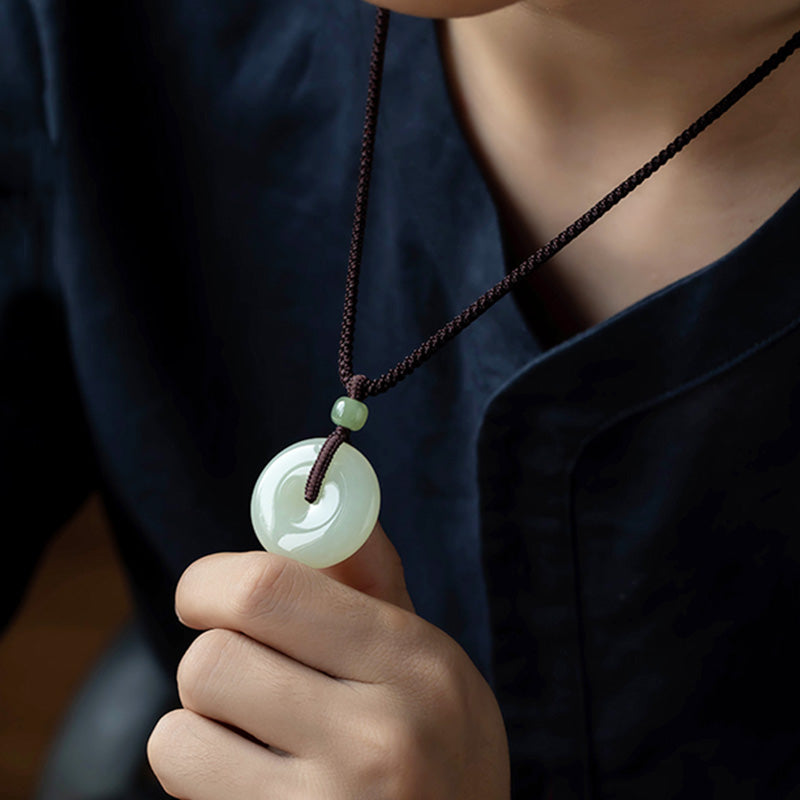 Natural Round Jade Necklace for Prosperity and Luck