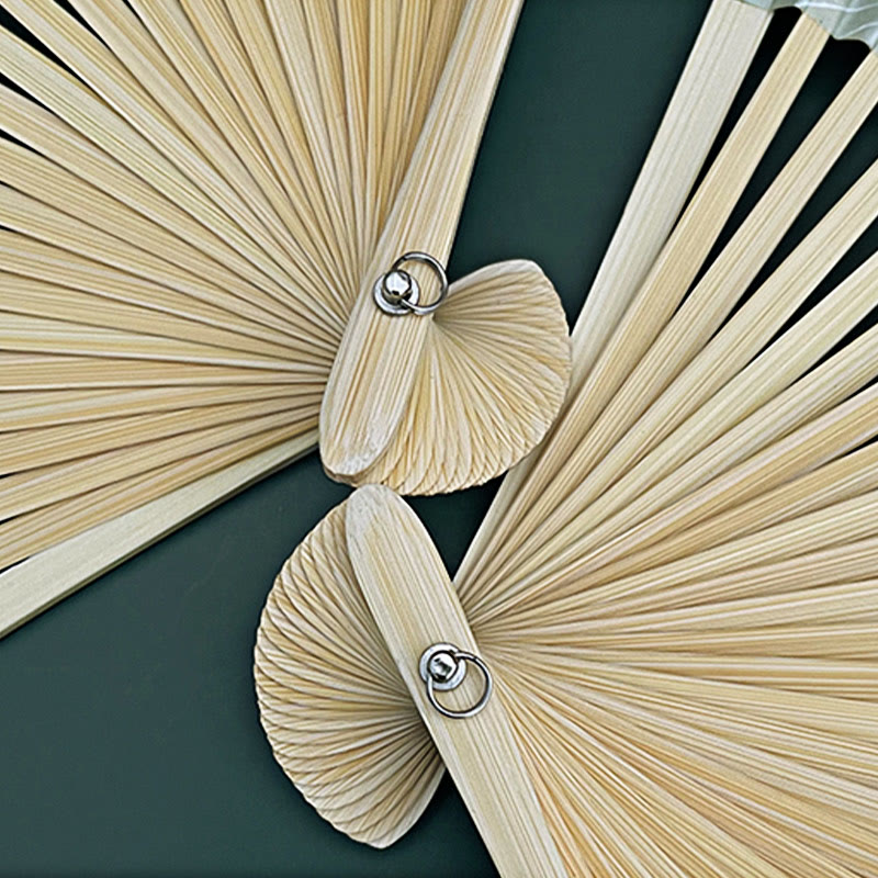 Lotus Flower Chinese Folding Fan with Bamboo & Paper