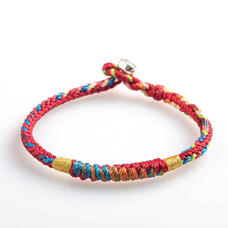 Multicolored Red String Bracelet with King Kong Knot for Protection