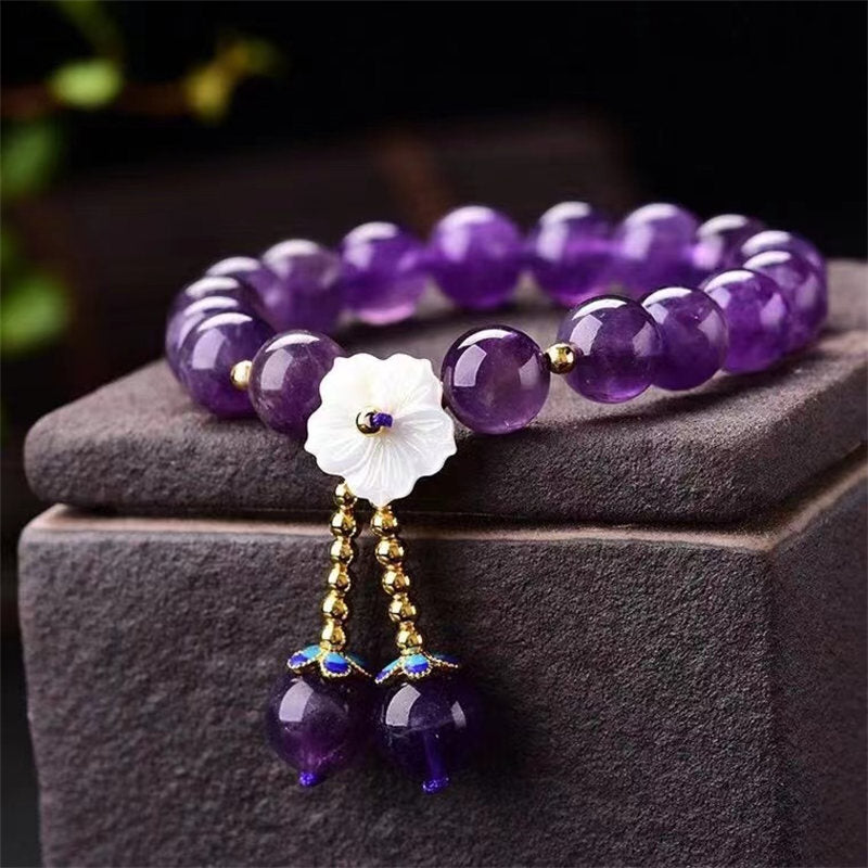 Bracelet de guérison spirituelle en améthyste de 10 mm pour la paix intérieure