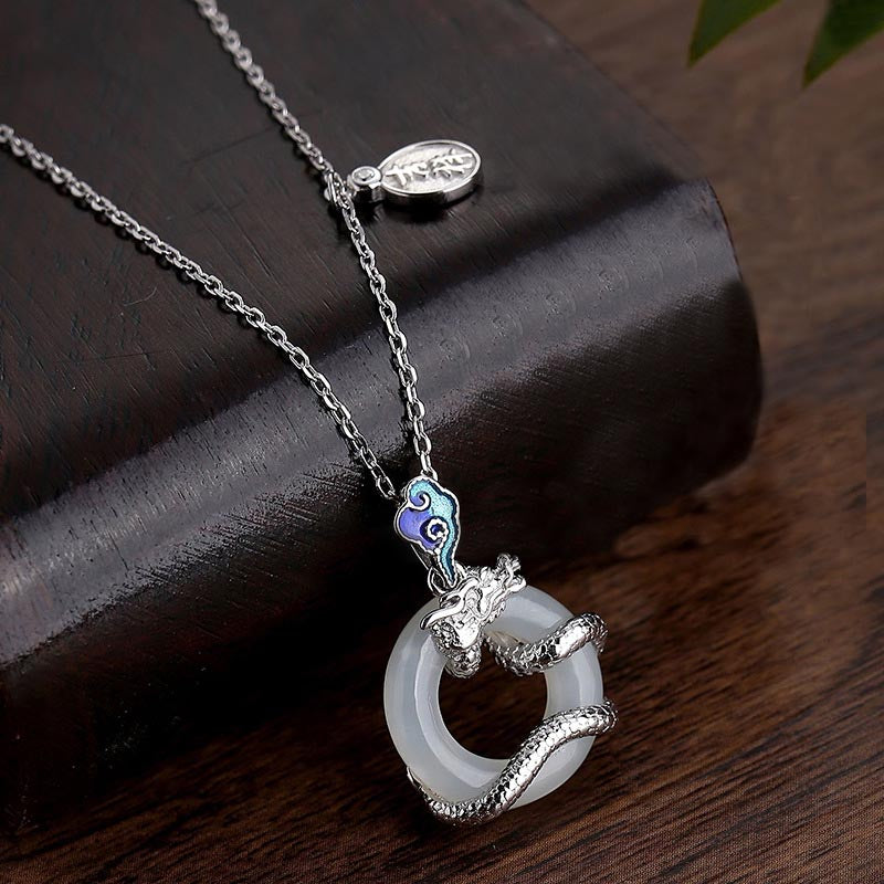 Gold Dragon Jade Pendant with White Hetian Jade Peace Buckle