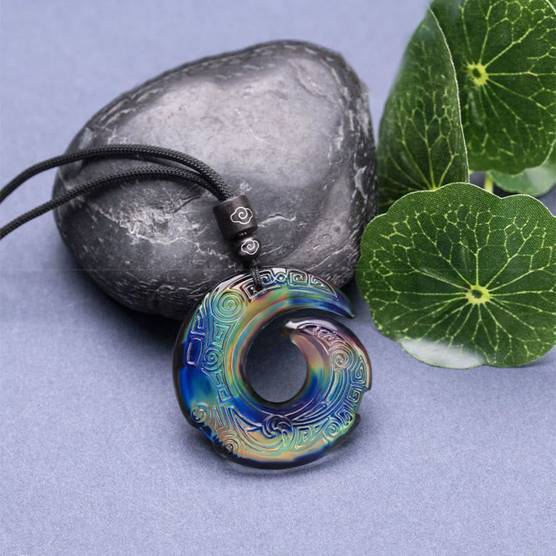 Color-Changing Liuli Crystal Necklace | Luck & Peace Symbol