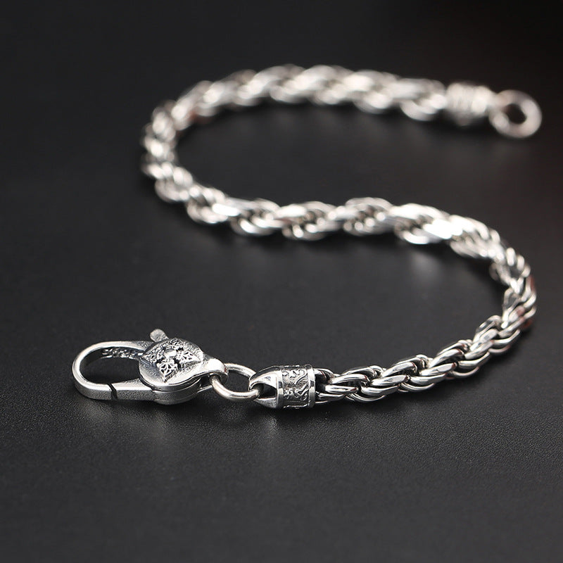 925 Sterling Silver Om Mani Padme Hum Bracelet 18cm Peace & Love
