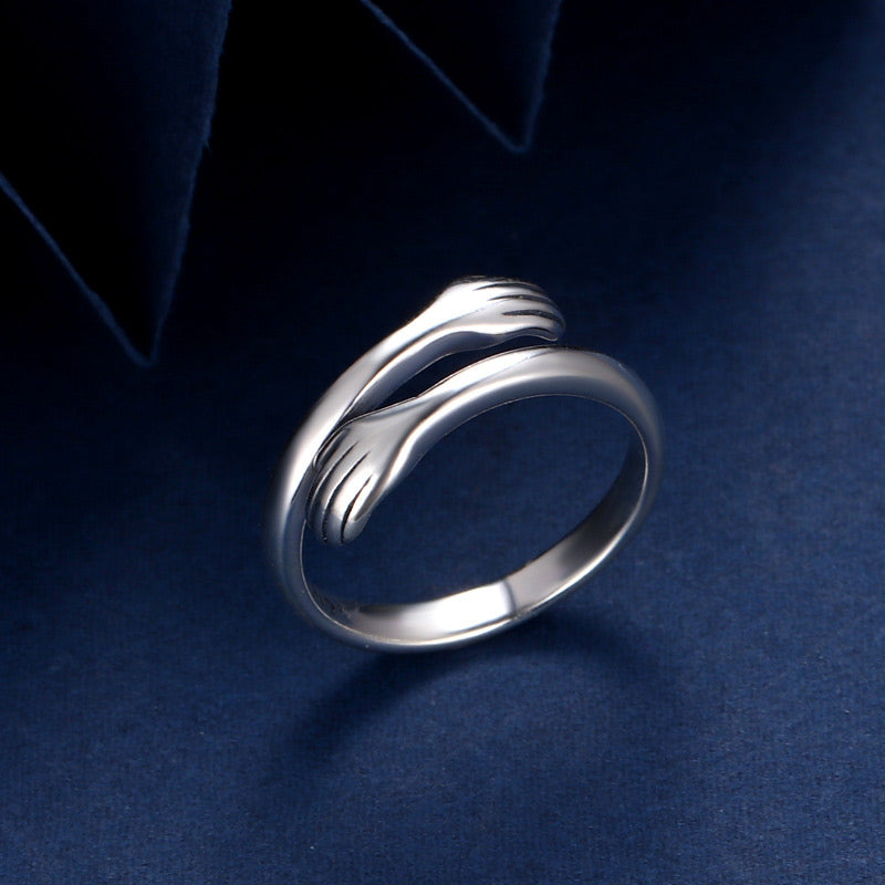 925 Sterling Silver Love Hug Thumb Ring | Spiritual Protection