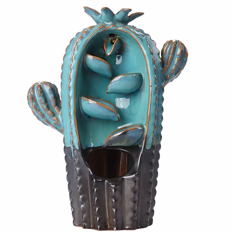 Ceramic Backflow Cactus Incense Burner 12.5cm Relaxation