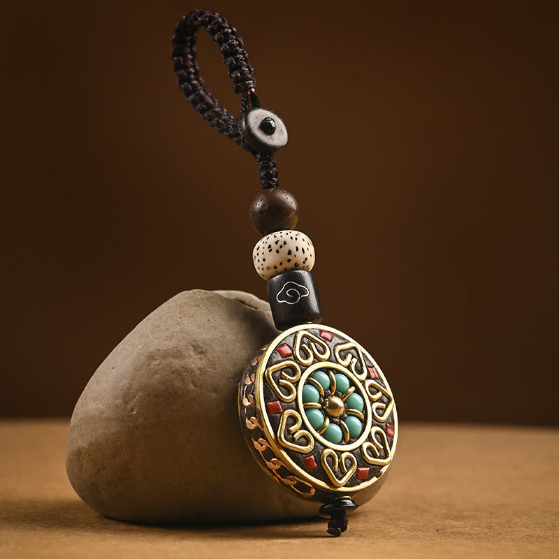 Om Mani Padme Hum Bodhi Seed Peace Key Chain Charm
