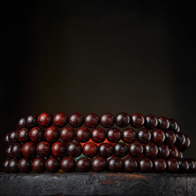 Chinese Zodiac 108 Mala Bracelet Red Agate & Sandalwood