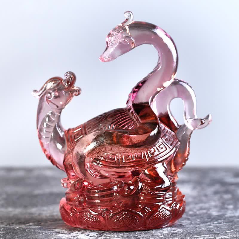 Handmade Azure Dragon Liuli Feng Shui Statue 11cm