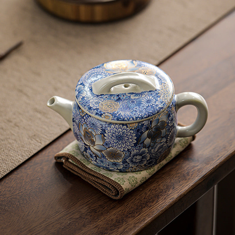 Ceramic Lotus Chrysanthemum Tea Cup Set with Teapot 140ml