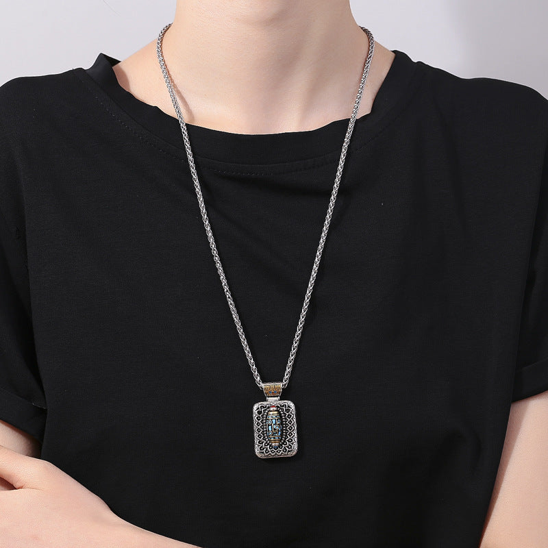Copper Nine-Eye Dzi Bead Rotatable Protection Necklace