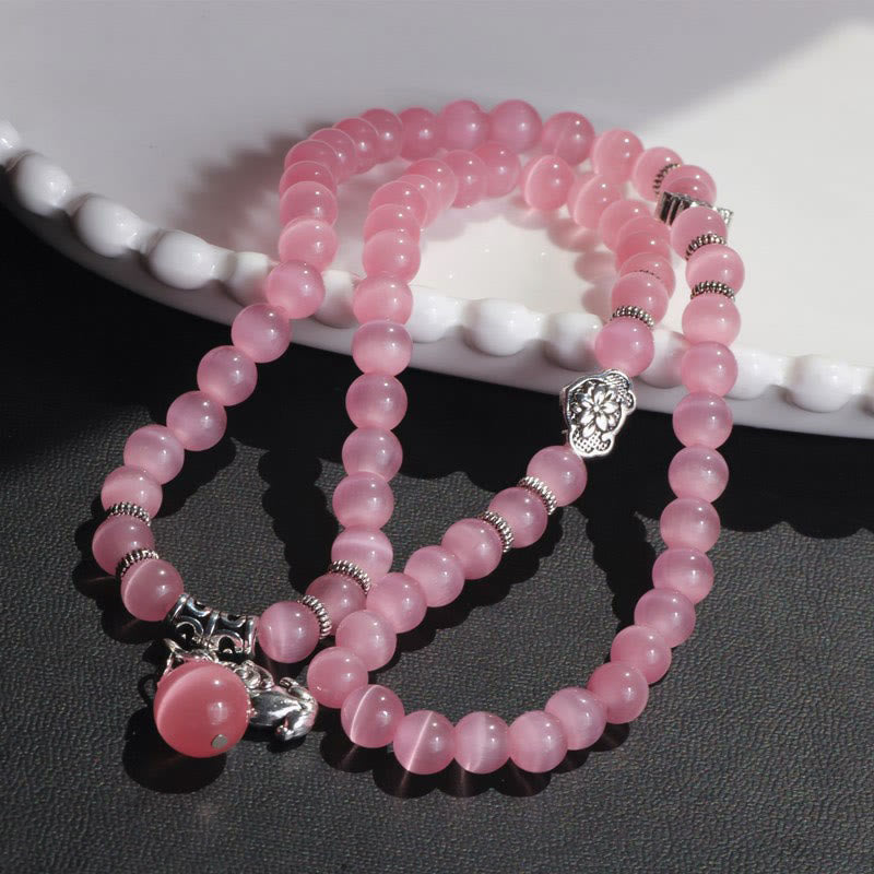 8mm Chrysoberyl Cat Eye PiXiu Triple Wrap Support Bracelet