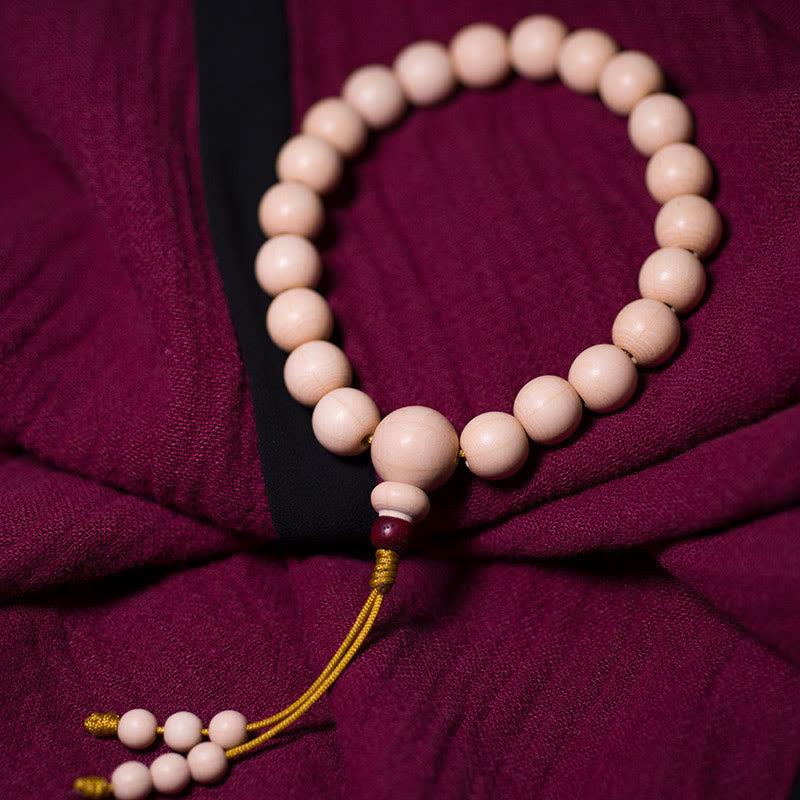 Unisex Abelia Biflora Wood Wrist Mala Bracelet 10mm