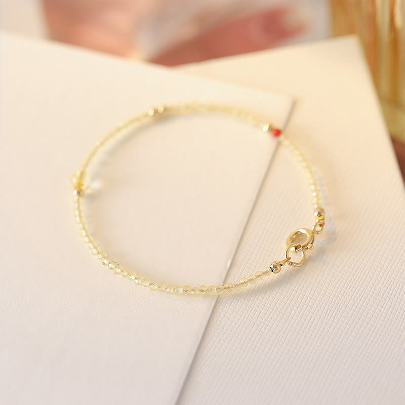 Bracelet de protection plaqué or 14 carats avec citrine de 2 mm