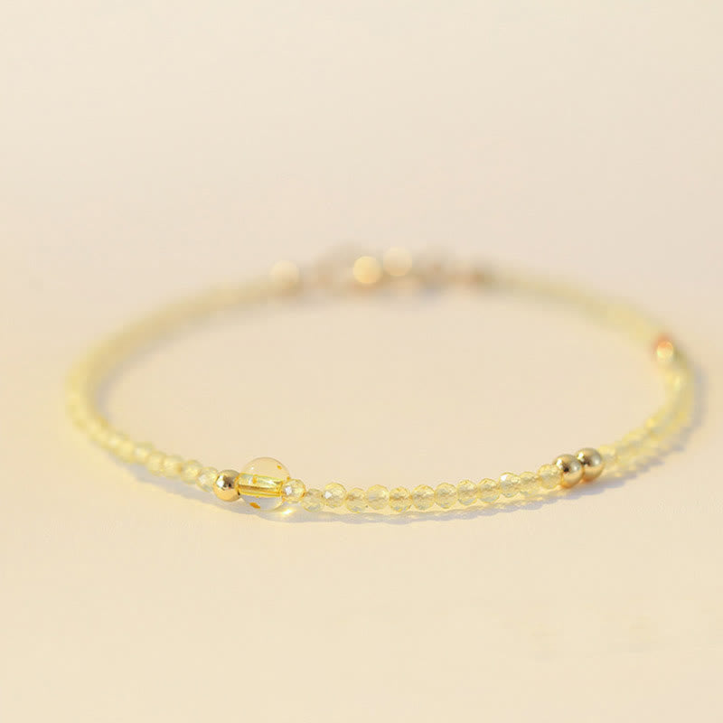 Bracelet de protection plaqué or 14 carats avec citrine de 2 mm