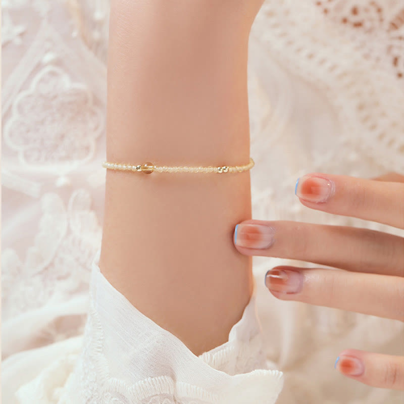 Bracelet de protection plaqué or 14 carats avec citrine de 2 mm