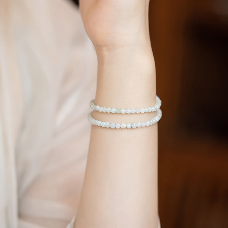 Bracelet porte-bonheur en jade de 2 mm plaqué or 14 carats