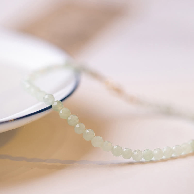 Bracelet porte-bonheur en jade de 2 mm plaqué or 14 carats