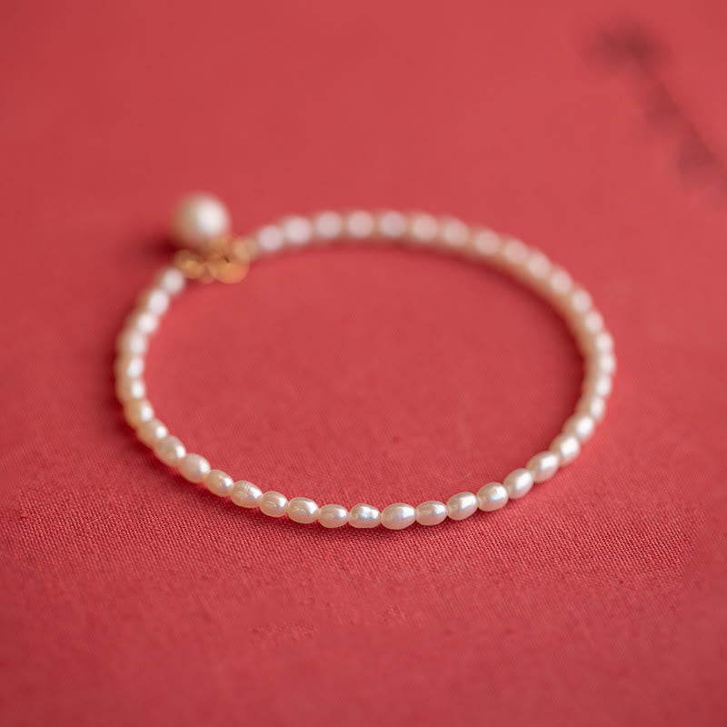 Bracelet Sagesse en perles naturelles de 2 mm et plaqué or 14 carats