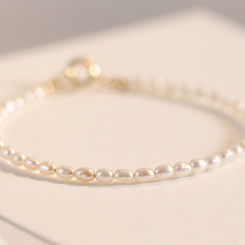 Bracelet Sagesse en perles naturelles de 2 mm et plaqué or 14 carats