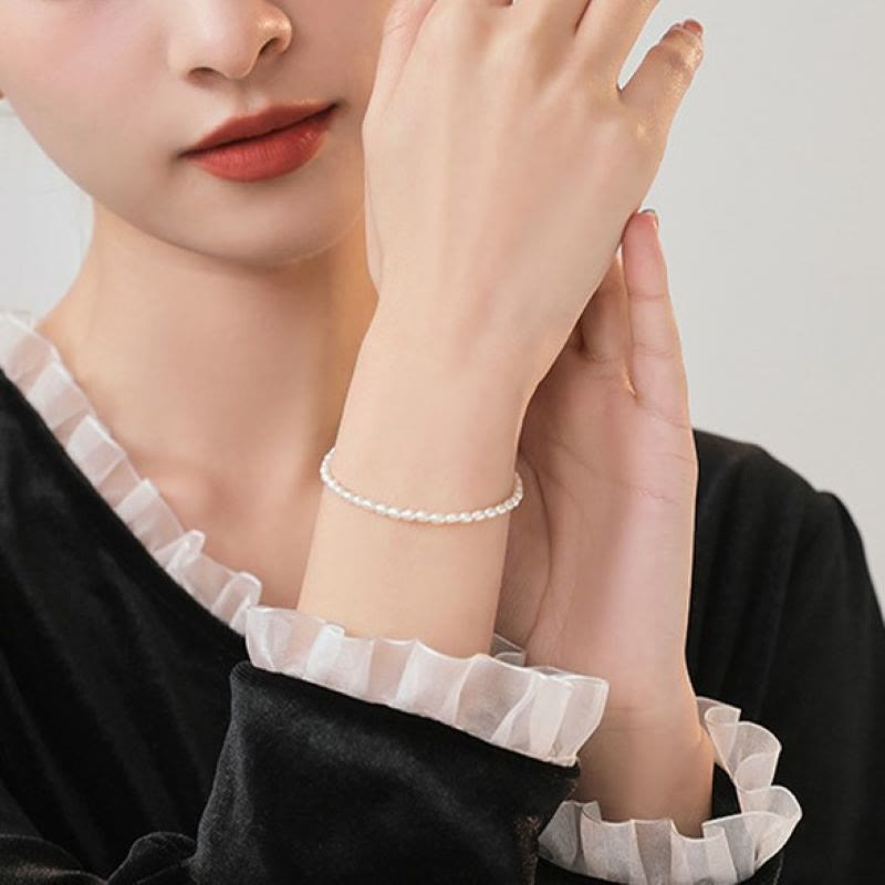 Bracelet Sagesse en perles naturelles de 2 mm et plaqué or 14 carats