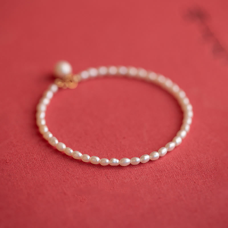 Bracelet Sagesse en perles naturelles de 2 mm et plaqué or 14 carats