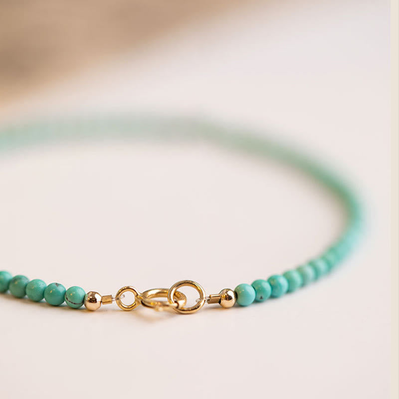 Bracelet Sagesse en turquoise de 2 mm et or 14 carats