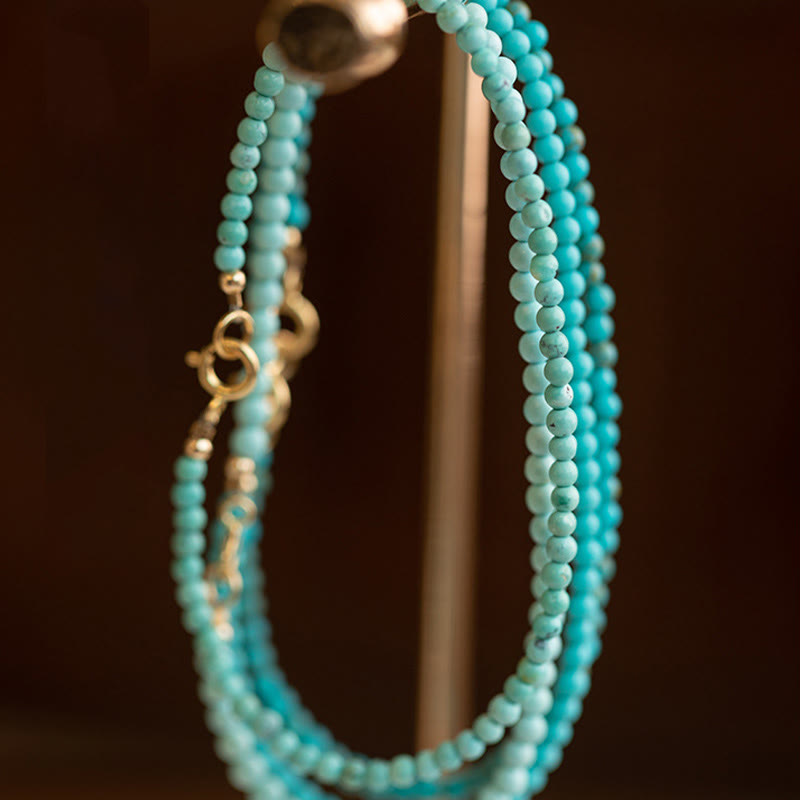 Bracelet Sagesse en turquoise de 2 mm et or 14 carats