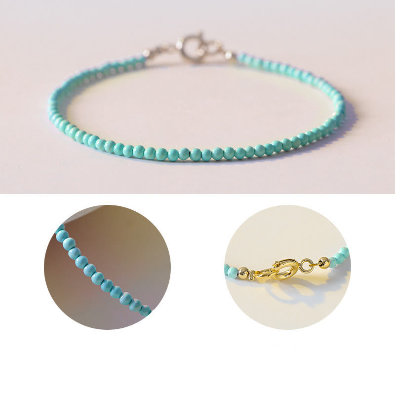 Bracelet Sagesse en turquoise de 2 mm et or 14 carats