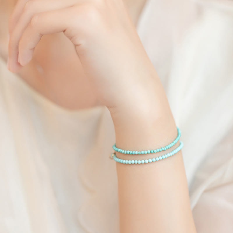 Bracelet Sagesse en turquoise de 2 mm et or 14 carats