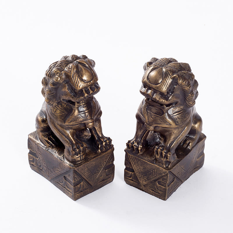 Lot de 2 statues de lion en résine pour le courage et la force | Figurines spirituelles