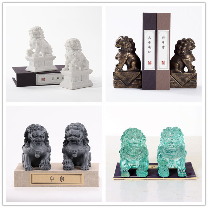 Lot de 2 statues de lion en résine pour le courage et la force | Figurines spirituelles