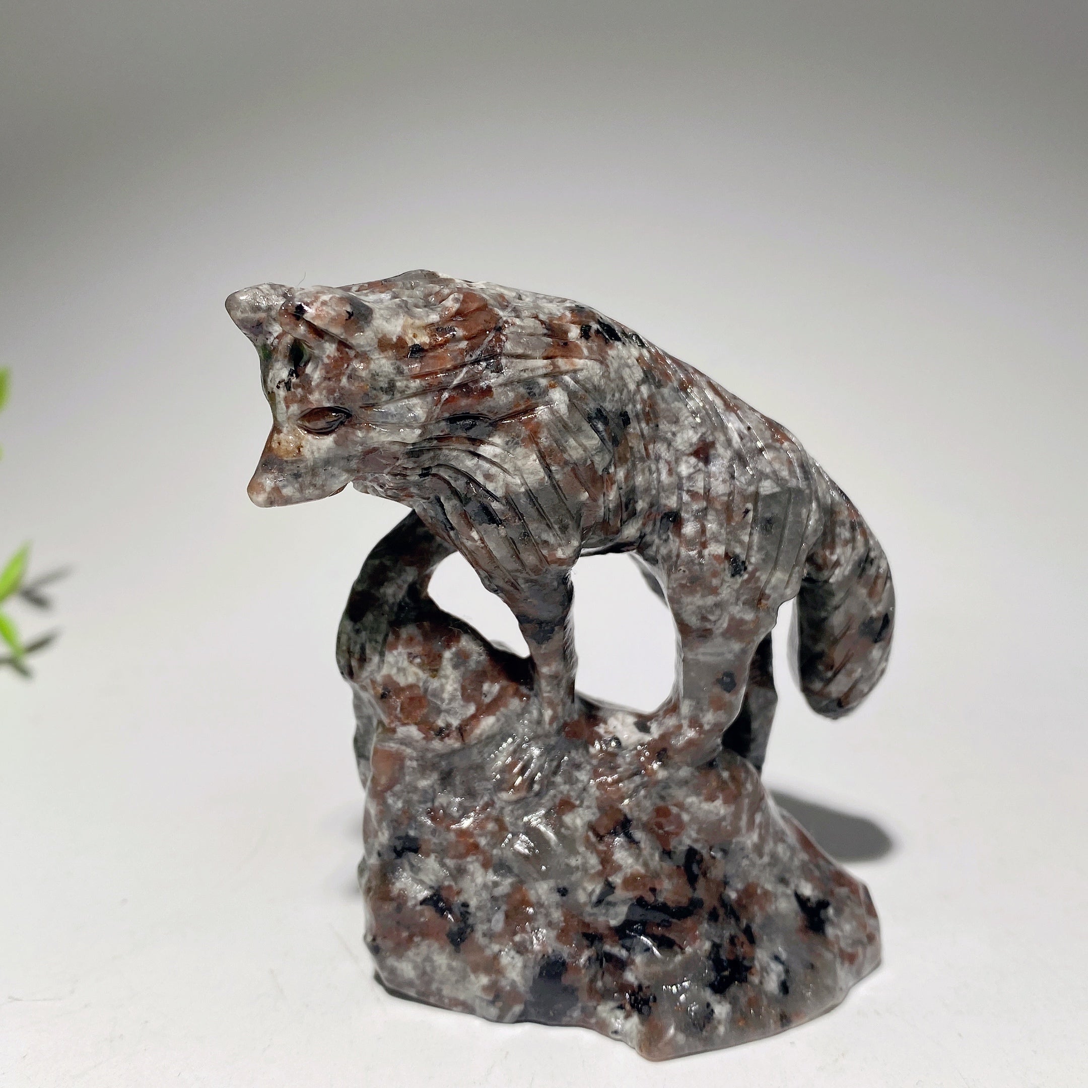 3.0-3.5 Inch Jade & Yooperlite Wolf Crystal Carvings