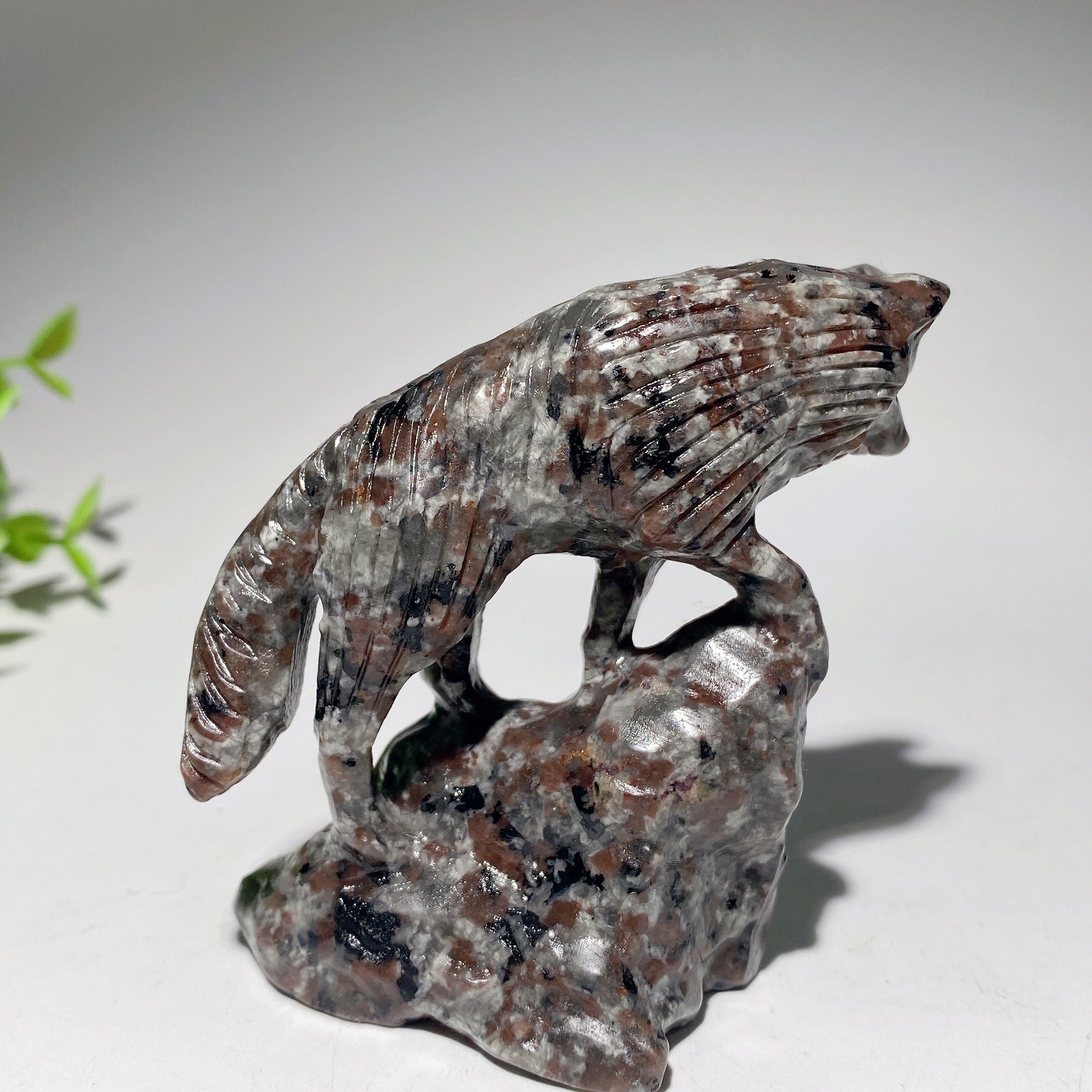 3.0-3.5 Inch Jade & Yooperlite Wolf Crystal Carvings