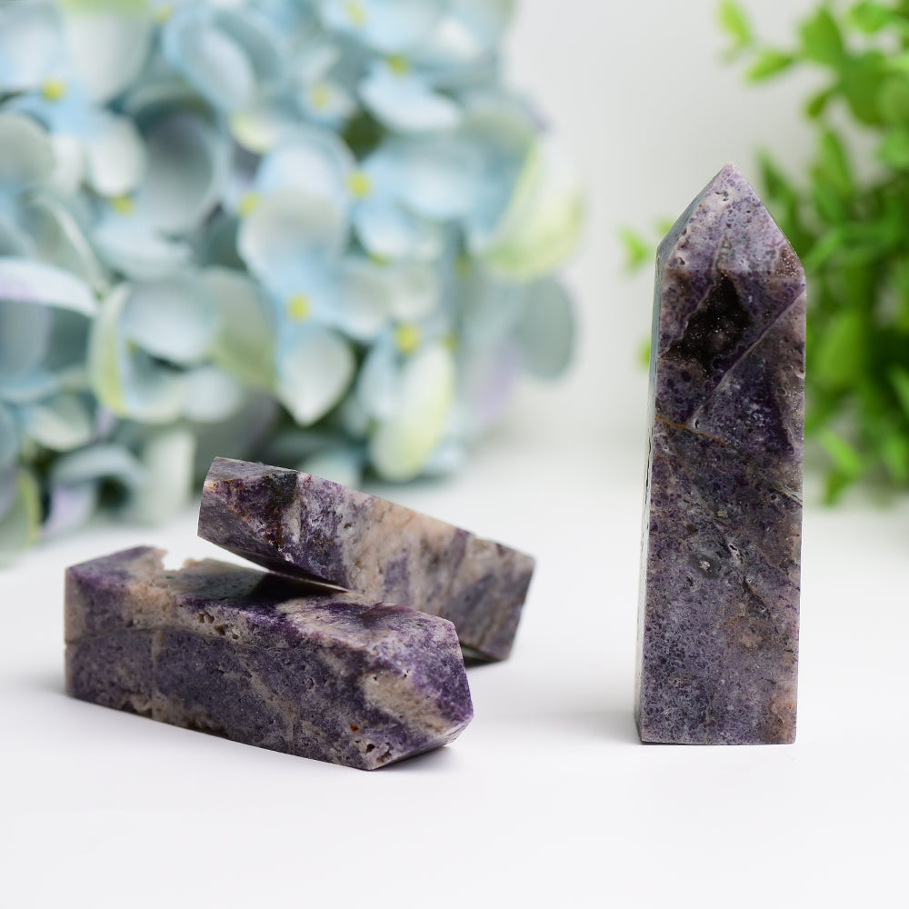 3.0-4.5 Inch Purple Sphalerite Crystal Tower for Healing