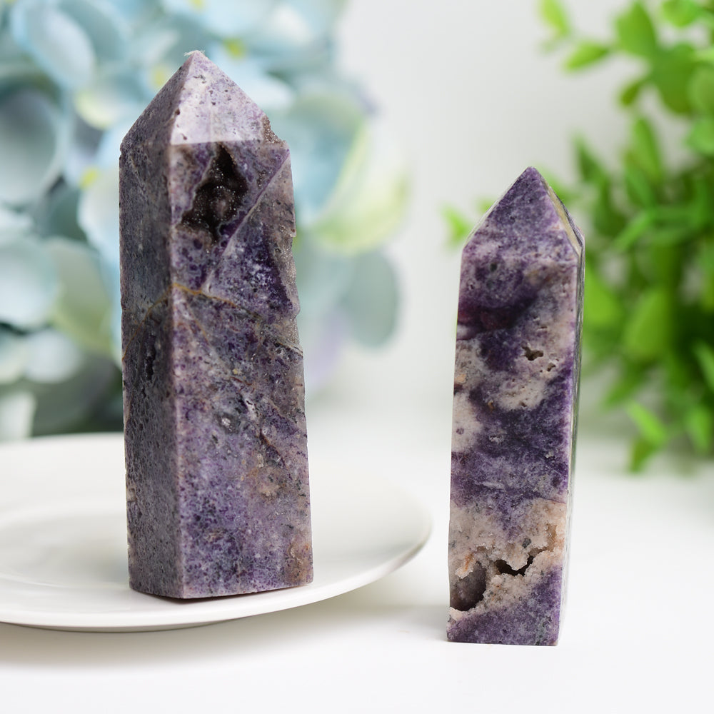 3.0-4.5 Inch Purple Sphalerite Crystal Tower for Healing