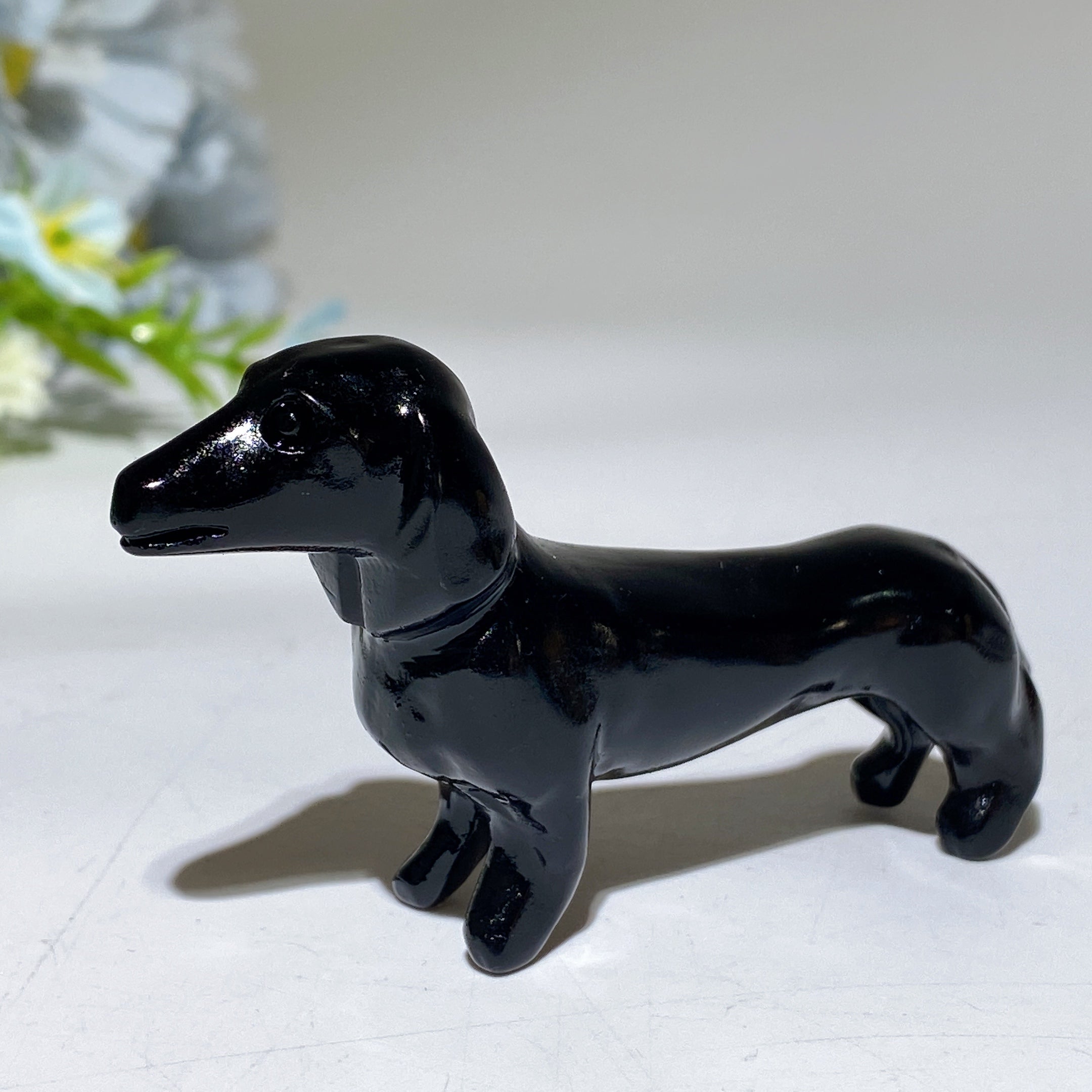 Figurine de teckel en cristal de 3 pouces pour la guérison et l'harmonie