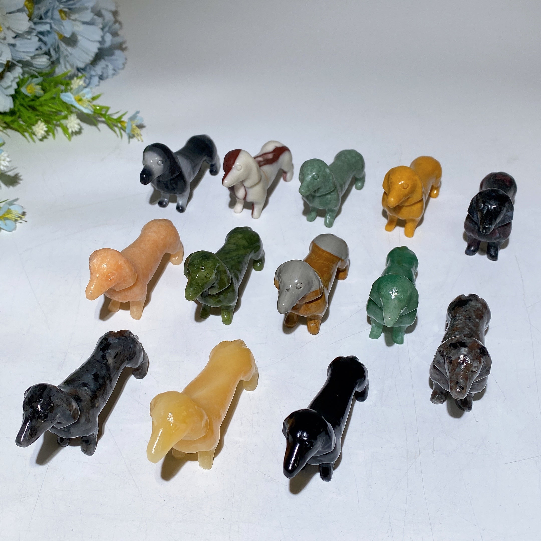 Figurine de teckel en cristal de 3 pouces pour la guérison et l'harmonie