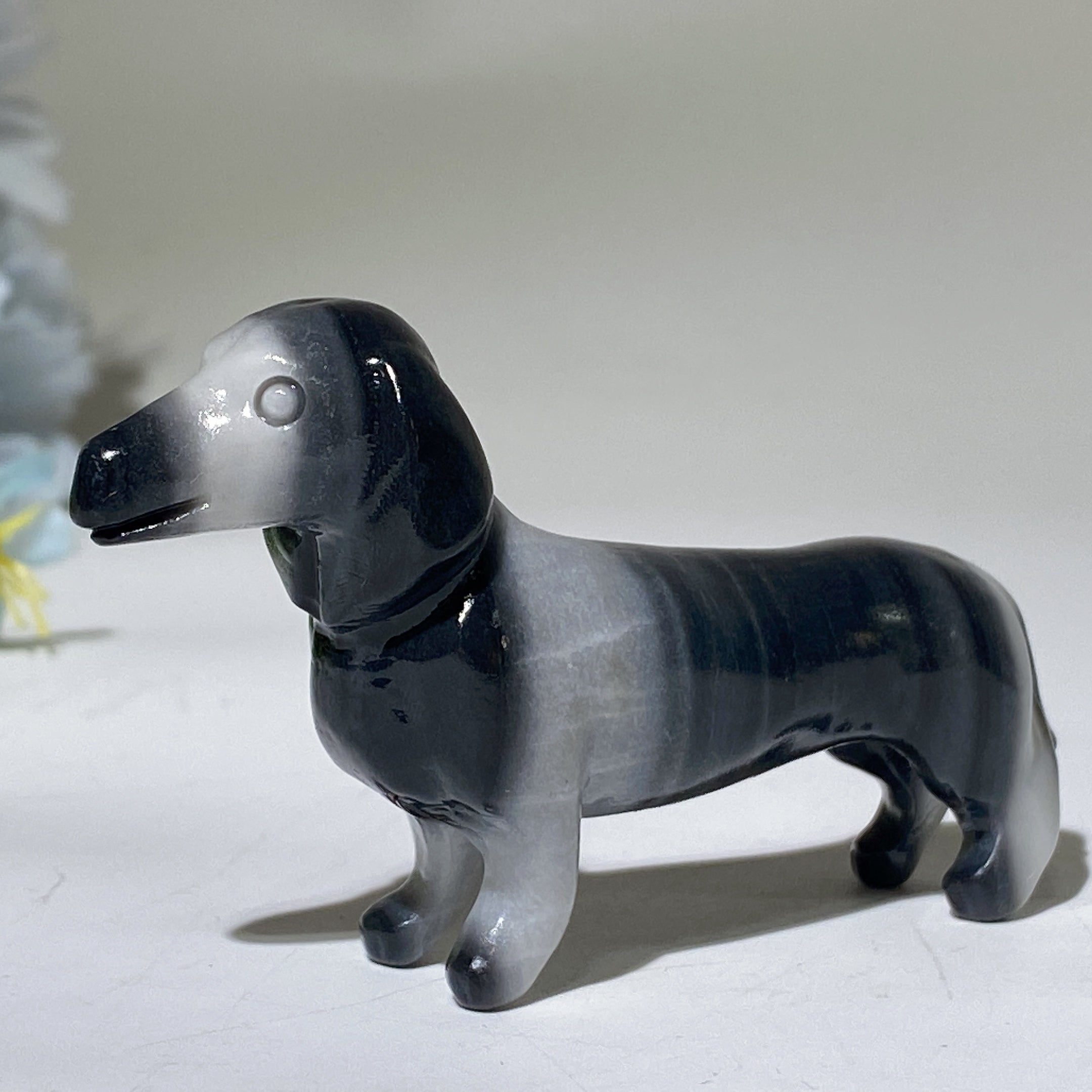 Figurine de teckel en cristal de 3 pouces pour la guérison et l'harmonie